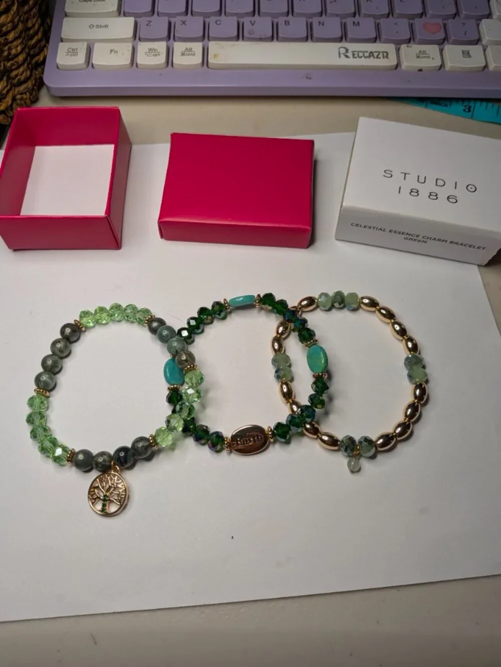 Avon Studio 1886 “Celestial Essence” Charm Bracelet Set – Green